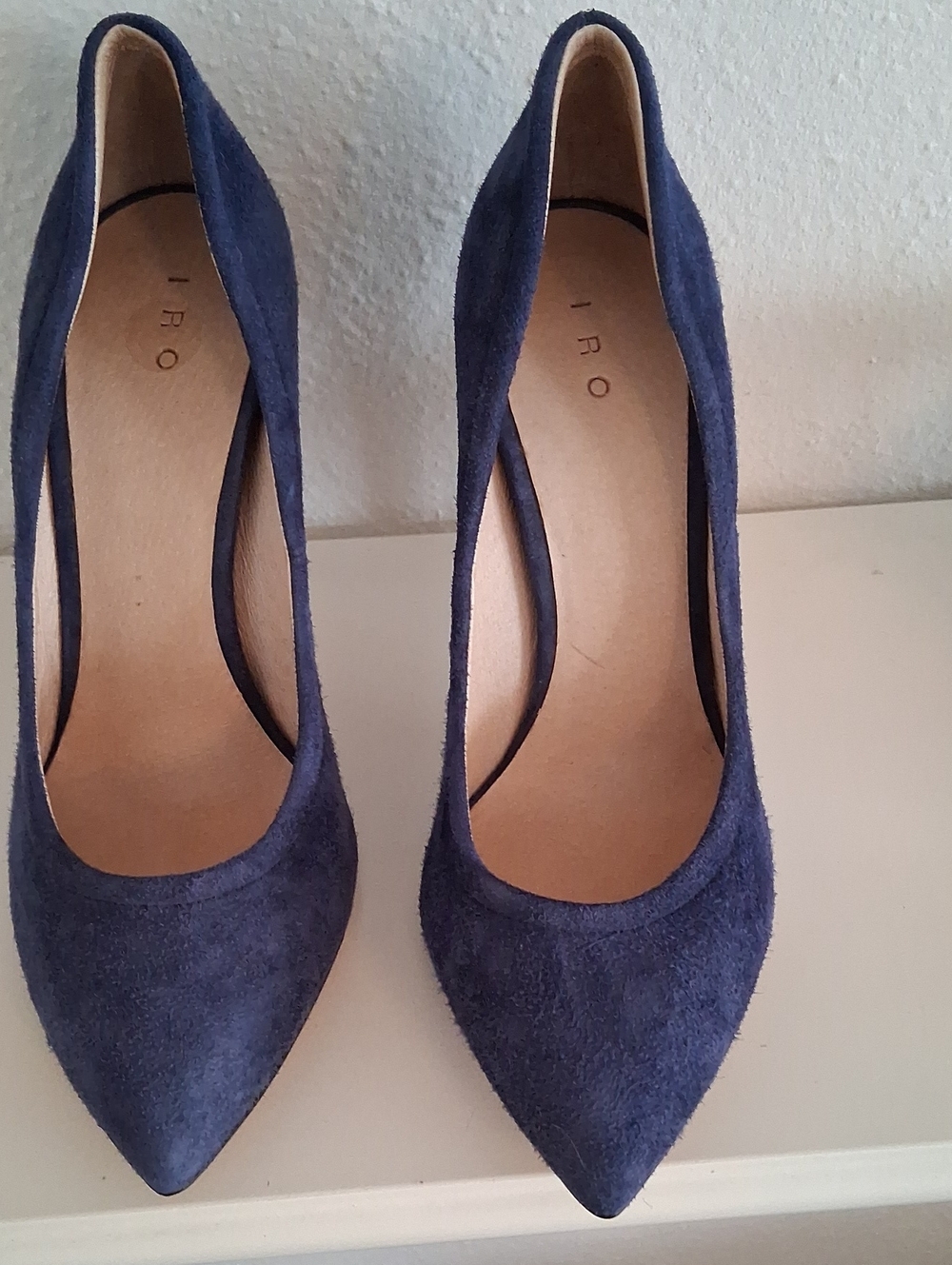 IRO Navy Suede Pointed-Toe Pumps